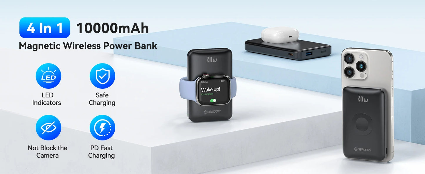 NEWDERY 10000mAh Magnetic Wireless Power Bank