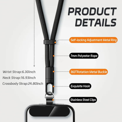 Universal Adjustable Mobile Phone Short Wrist Strap Lanyard with Self-locking Anti-drop