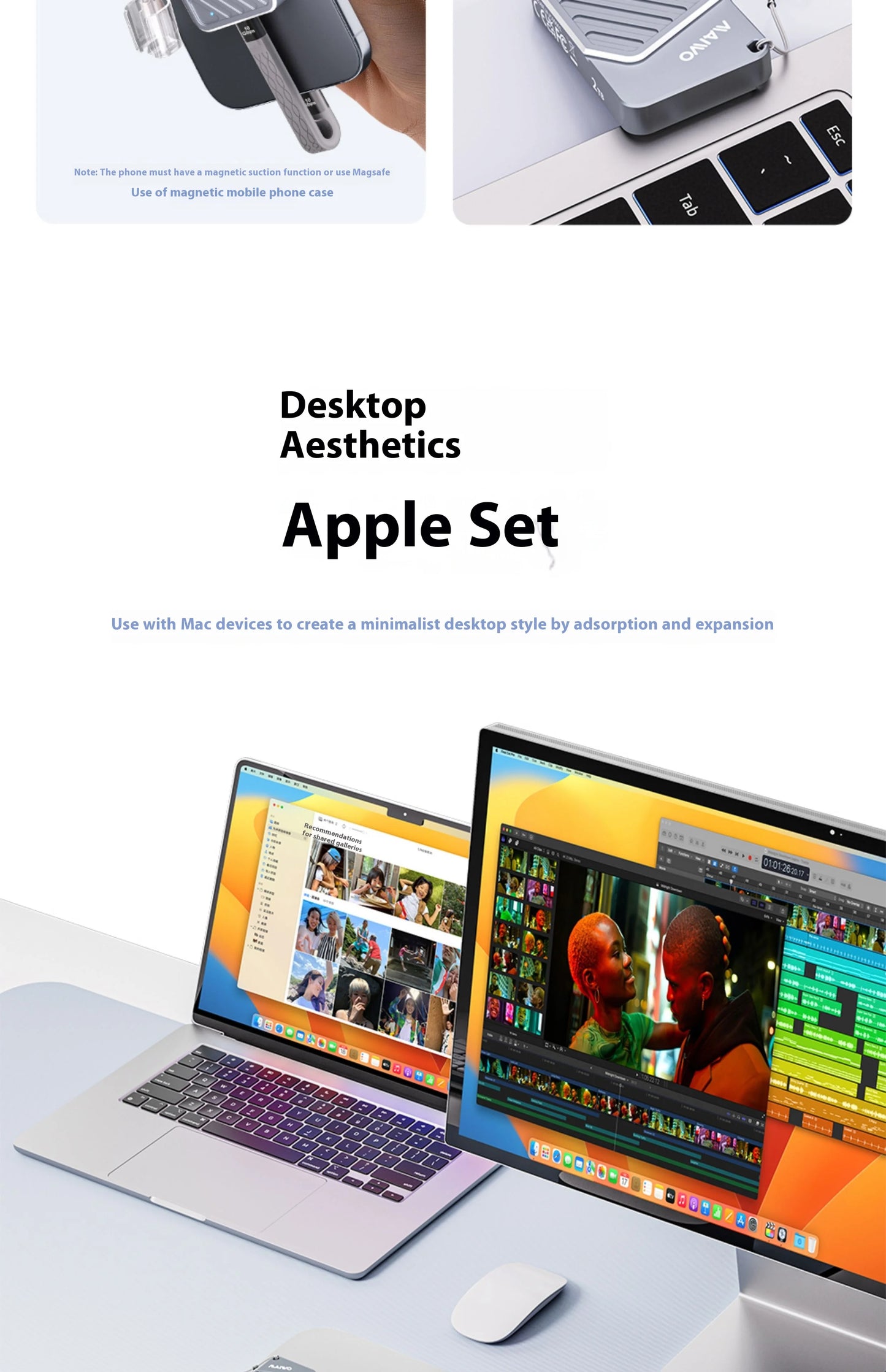 Maiwo Magnetic Portable SSD External - High Speed 2000MB/s