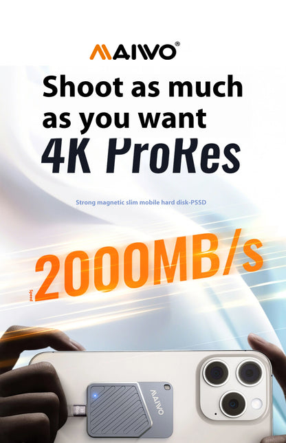 Maiwo Magnetic Portable SSD External - High Speed 2000MB/s