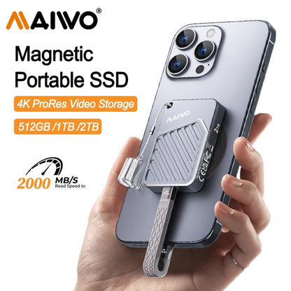 Maiwo Magnetic Portable SSD External - High Speed 2000MB/s