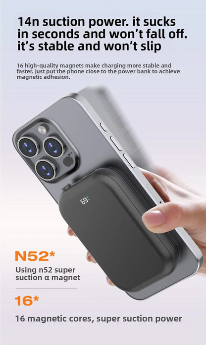 Xilecaly Wireless Magnetic Power Bank - 20W, 10000mAh Battery Capacity