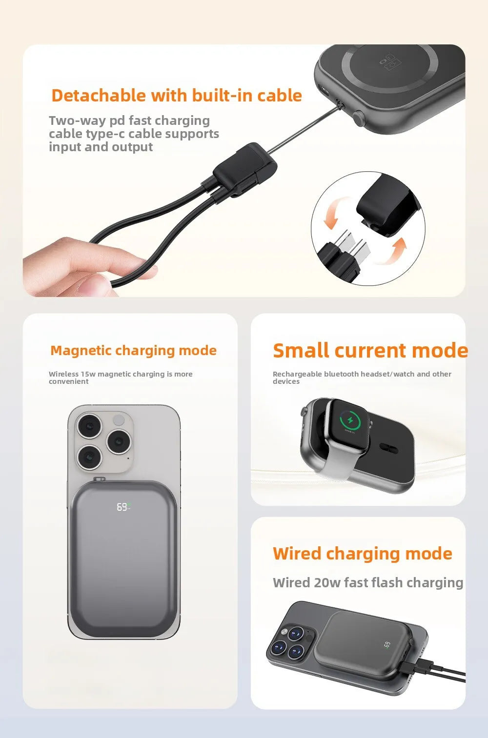 Xilecaly Wireless Magnetic Power Bank - 20W, 10000mAh Battery Capacity